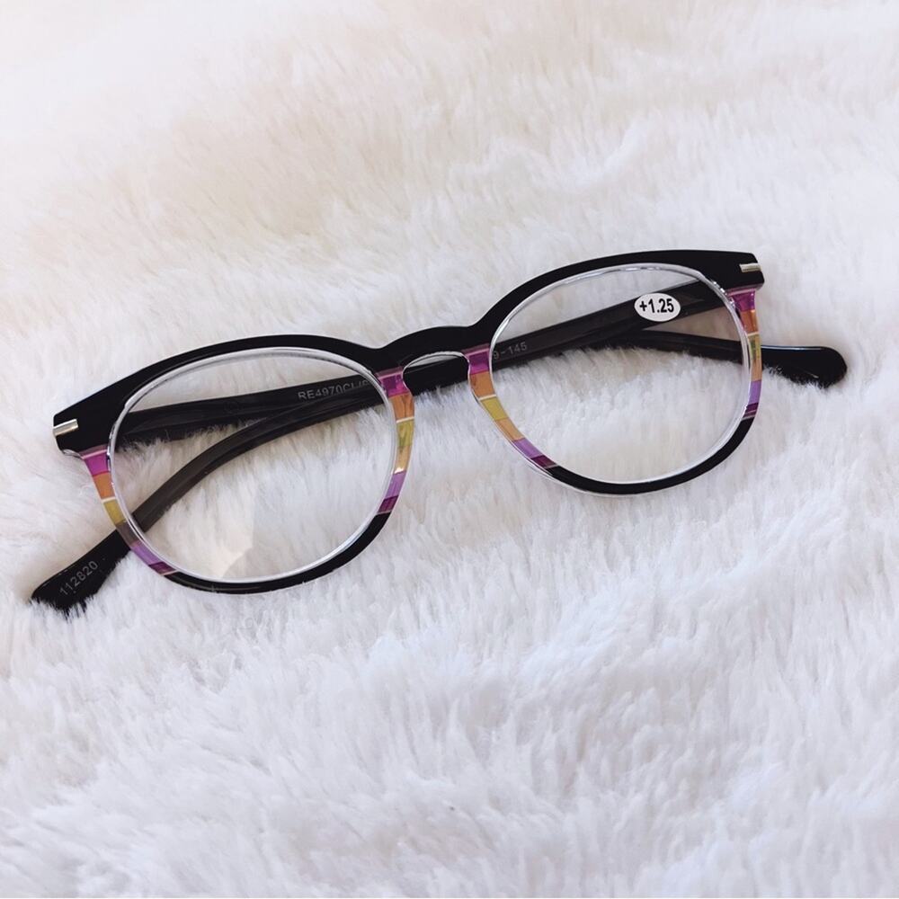 Zoe Black Multi-Color Round Reader Glasses